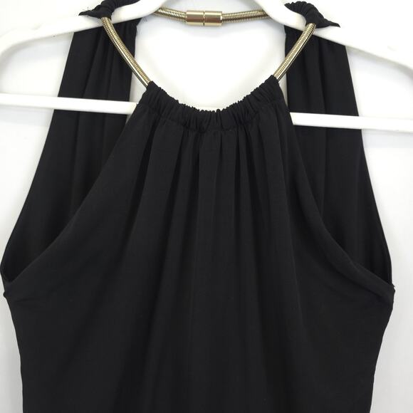 Calvin Klein Halter Dress Women 8 / 10 Black Gold Neck Accent Open Back Festive - Picture 12 of 15